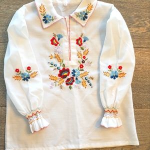 Vintage Mexican embroidered child blouse size 4